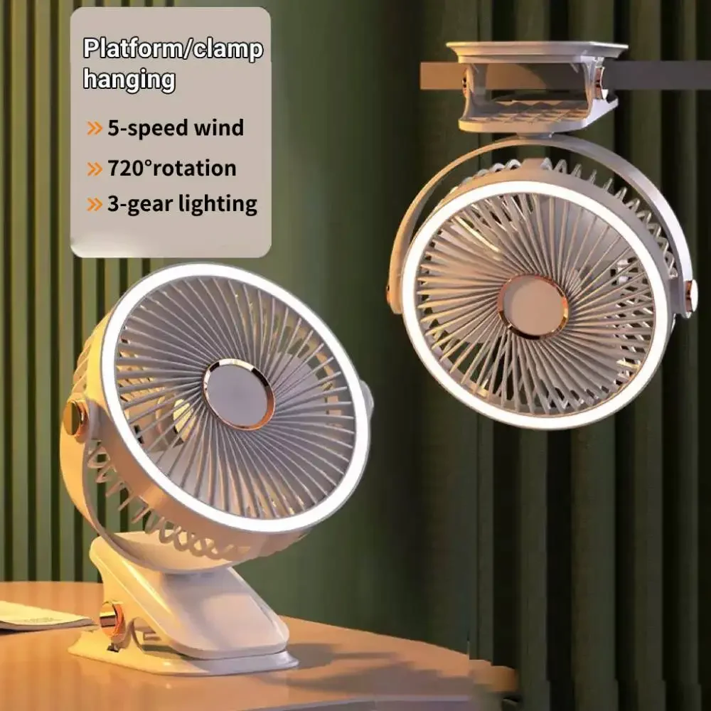 

Новое обновление, портативный USB перезаряжаемый вентилятор, зажим для общежития с ночником, подвесной мини-электрический вентилятор для офиса, рабочего стола на открытом воздухе