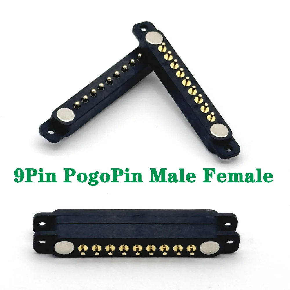 

1Pair 9Pin With Ears Waterproof Spacing 2.54mm Magnetic Pogo Pin Connector Pogopin Male Female Spring Loaded DC Power Socket