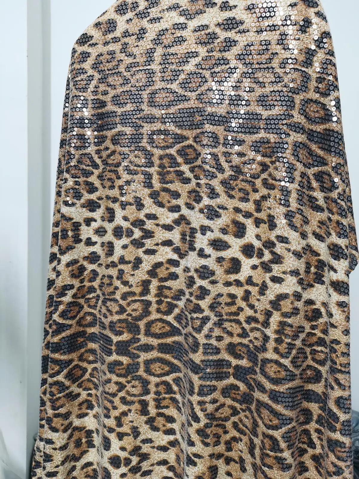 1yard Leopard Fabric Sequins Lace Fabric for Lady Evening Gowns Dresses Party Dress Fabric