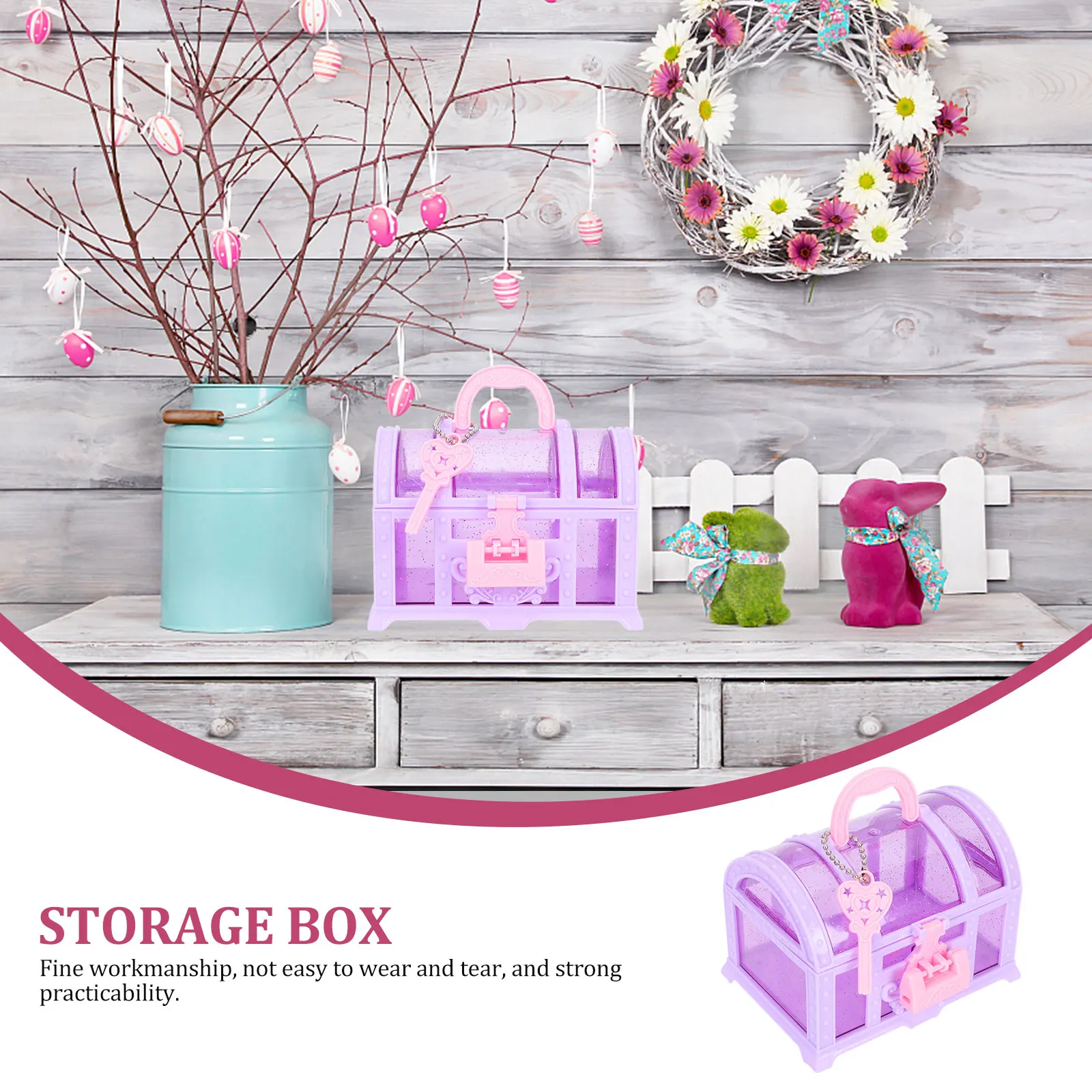 

2pcs Plastic Jewelry Box Container Bedroom Organizer Storage Box With Lock Coin Cash Organizer