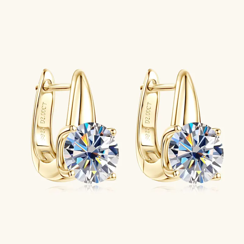 Anziw 2.0CT 8mm D Color Moissanite U Shape Hoop Earrings for Women 925 Silver Solitaire Lab Diamond Sparking Jewelry 2025 Trend