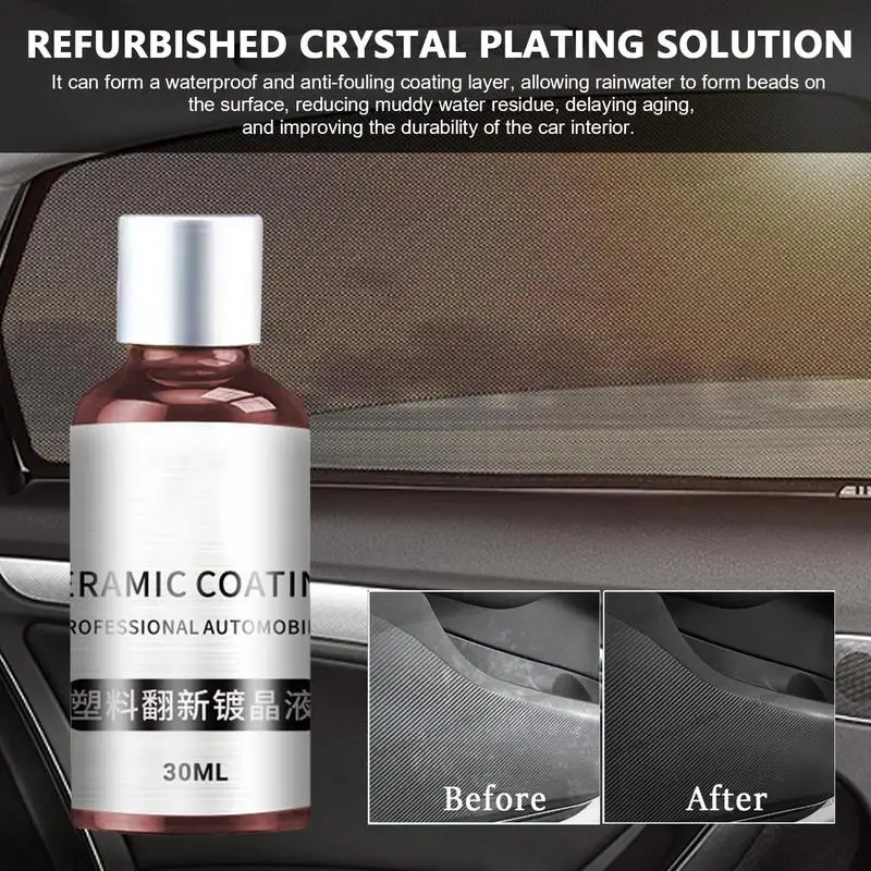 Cristal brilho cera de carro 30ml agente de remodelação interior do carro spray de limpeza interior solução de revestimento de carro para painel