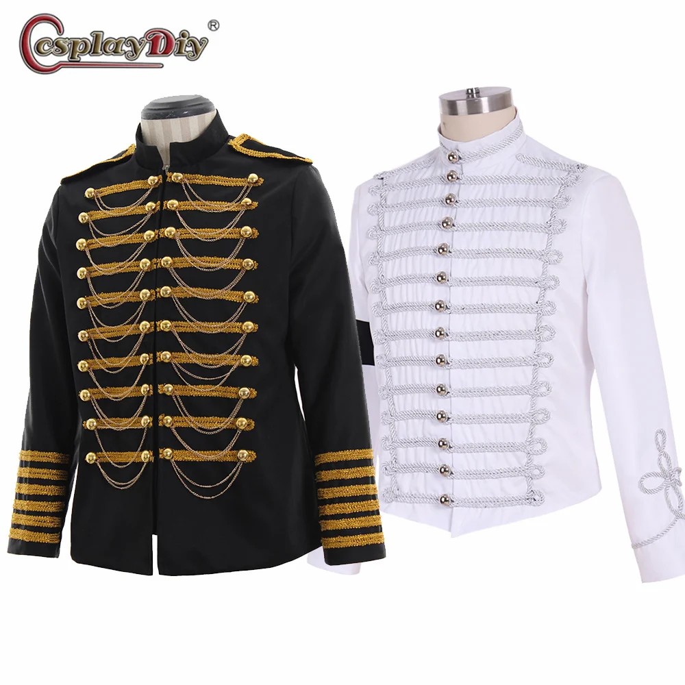 Men's Punk Officer Military Drummer Parade Jacket Prince Gothic Coat Medieval Tudor Stage Performance Overcoat