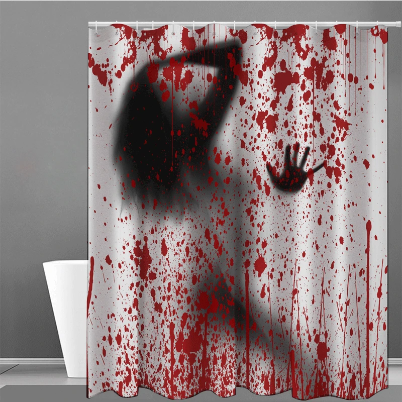 Terrible 3D bloody splash in the bathroom Halloween decoration Waterproof and mildew proof shower curtain decoration