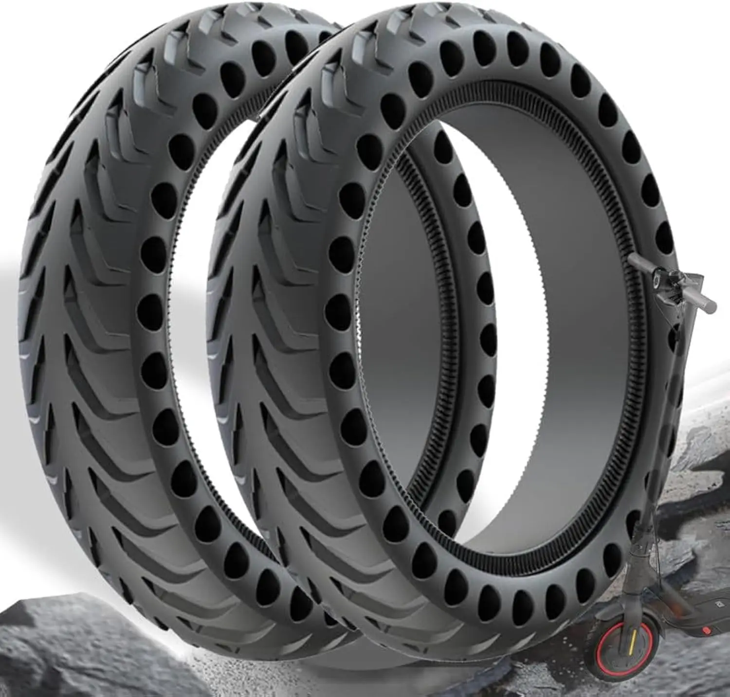 

8.5x2 Inch Solid Scooter Tires, 50/75-6.1 Tubeless Replacement Wheels for Electric Scooters