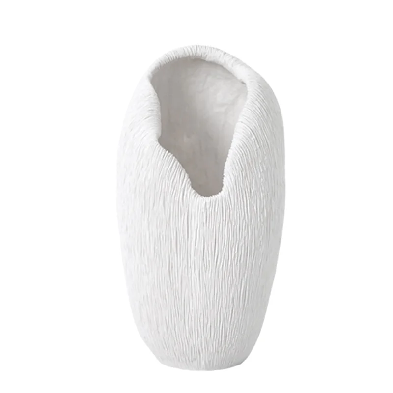 

A84Z-Modern Resin Vase Coral Texture Tray Saucer Flower Vase Irregular Coral Pattern Home Decoration Handicraft Furnishings F Du