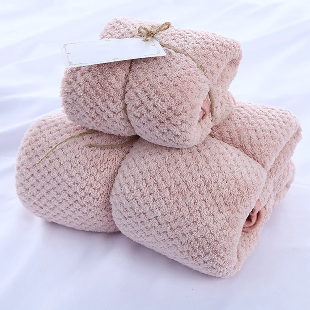 

1 set 1 Set Thicken Coral Fleece Towel Set Premium Absorbent Quick-Dry Soft Bath Towels For Unisex Eco-Friendly Gift Pink