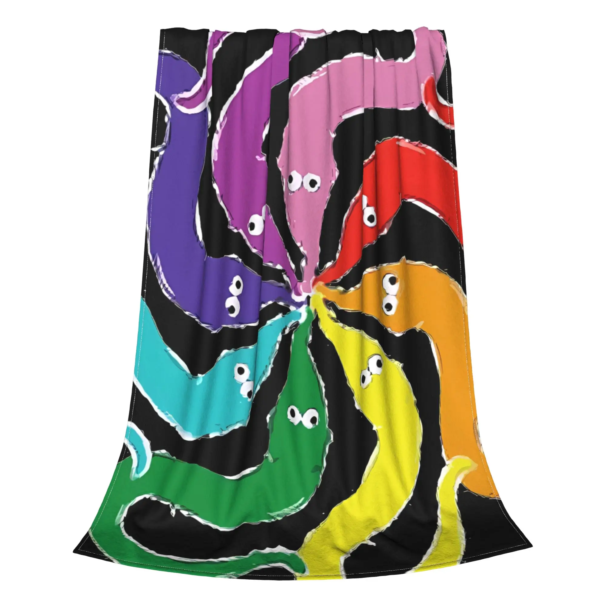 1PC Home Cutecore Colorful Squishy Worm Worm On A String Blanket Super Cosy Plush Home Living Room Sofa Halloween