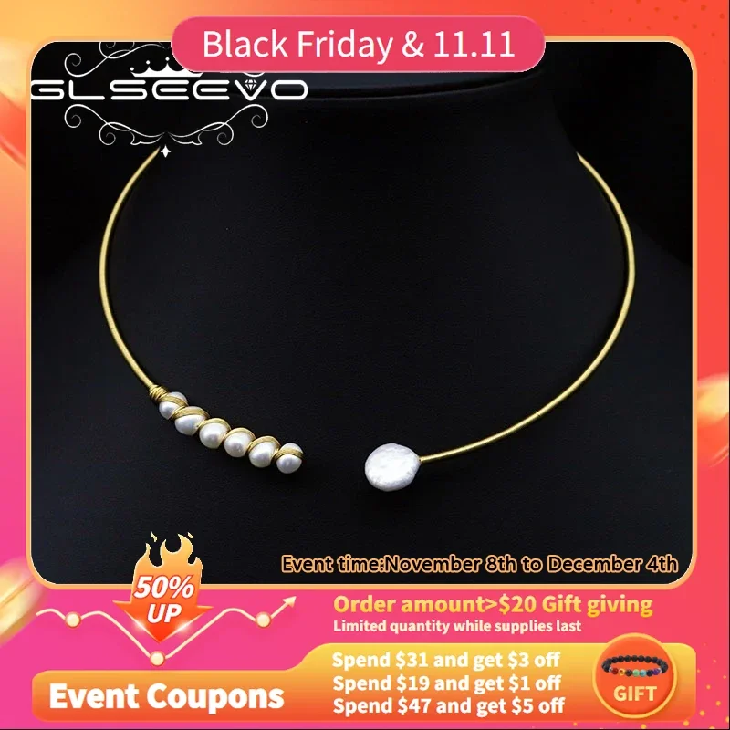 Glseevo Natural Freshwater Pearl Choker fashion  2021 new Birthday  party necklace for women Fine luxury  gift  jewelery GN0301