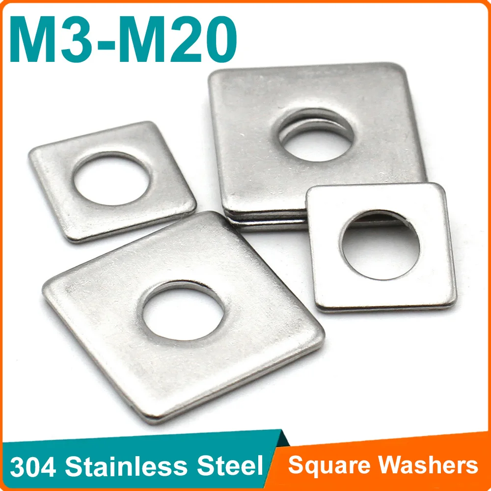 1-50pcs M3 M4 M5 M6 M8 M10 M12 M14 M16 M20 304 Stainless Steel Square Flat Washer - Rectangular Curtain Wall Washers