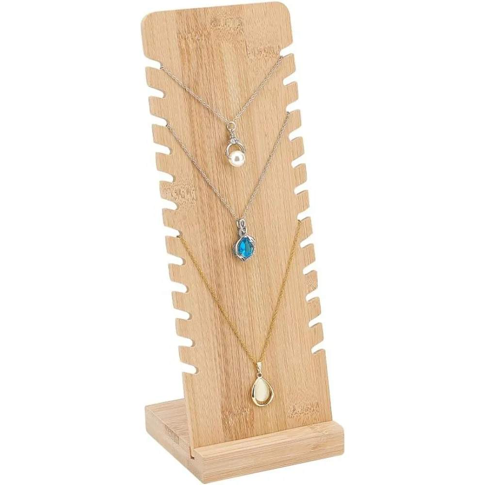 12 Slots Necklace Display Jewelry Holder Stand Wood Long Chain Jewelry Organizer for Necklace Braclet Pendants Craft Fairs