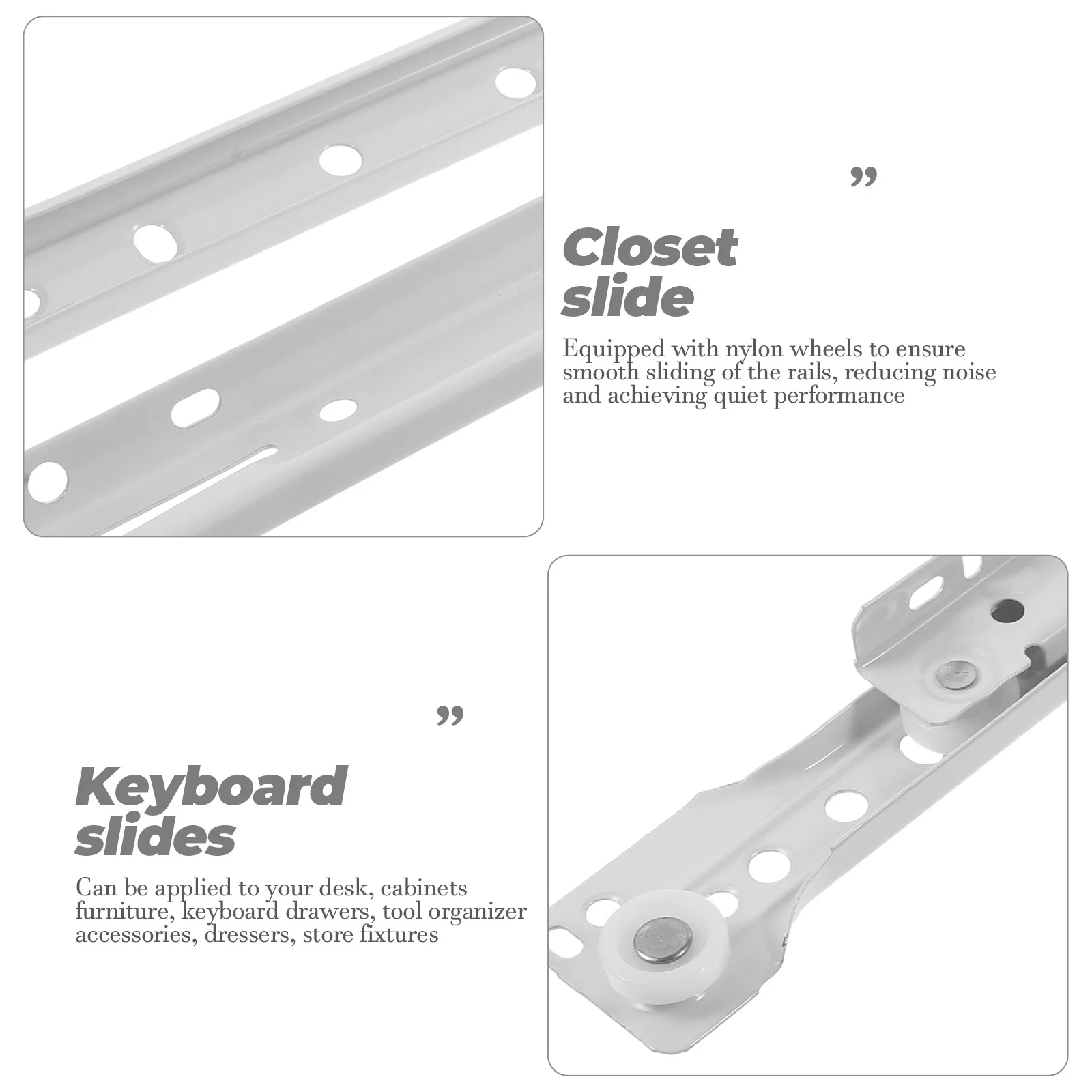 

2 set Keyboard Tray Slides Heavy Duty Drawer Extension Rails For Office Desk Cabinet Cupboard Table Storage Furniture Slide-Out