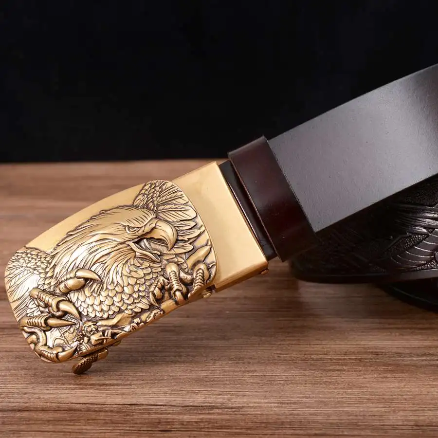 Men\'s Leather Belts Belts for Men Genuine Leather Ratchet Belt Automatic Buckle Wide:35mm Men Automatic Buckle Belt