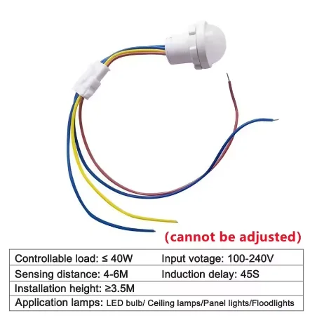 PIR Motion Sensor Switch With LED Light DC12V DC24V Motion Sensor Light Switch Outdoor AC85-265V Automatic Infrared
