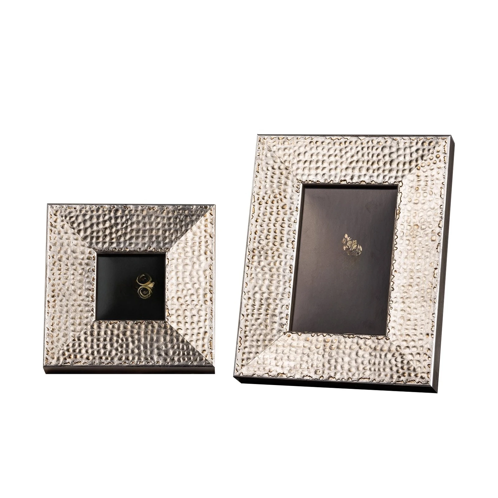 

Classic European Champagne Silver Hammer Wood Photo Frame