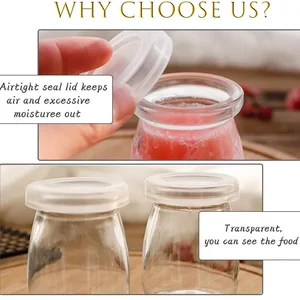 Mini -Glasjoghurtfläschchen, Puddingbecher mit PE -Kappen, Popfen ideal für Milch -Milchgelee Mousse, 100 ml 3,4 Unzen, 8 Stcs 10 Haupthonigglasverkäufe - №10