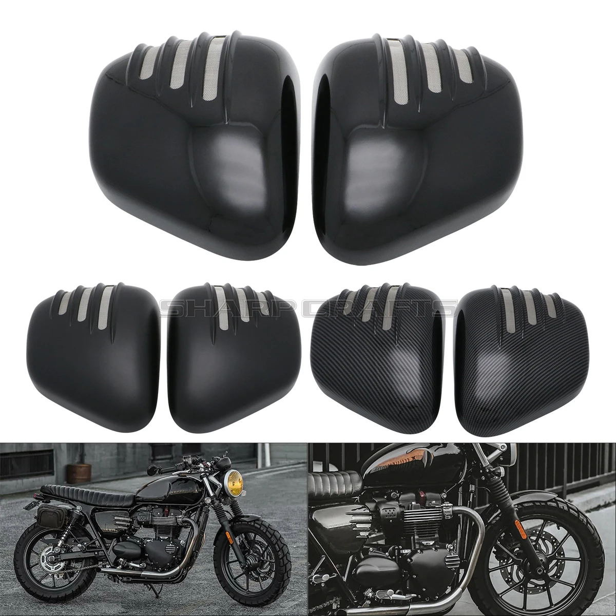 Motorcycle Accessories Left & Right Battery Side Fairing Covers For Triumph Bonneville T120 / BLACK 2016 2017 2018 2019-2022