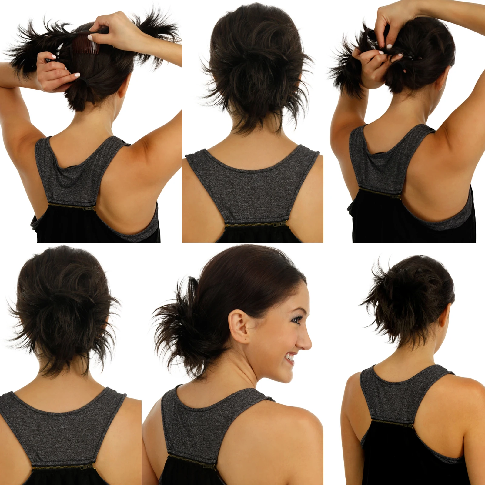 Posticci sintetici da donna fai-da-te Panini disordinati Pettine Clip Updo Scrunchies Chignon finto - Crea senza sforzo più acconciature