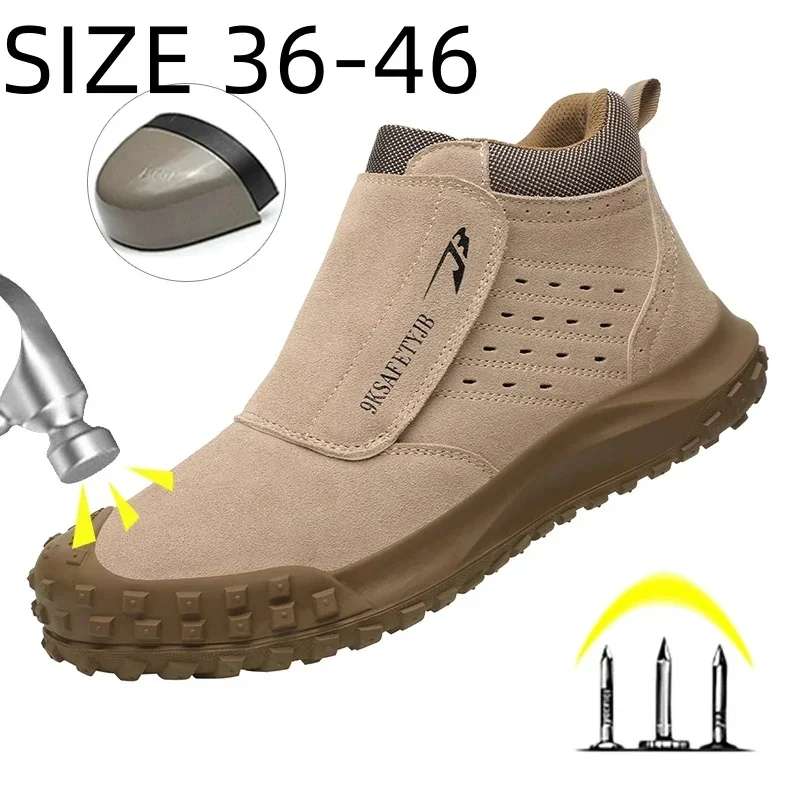 New Anti-Spark Welder Men Safety Shoes Steel Toe Anti Smash Anti-puncture Work Boots Male Indestructible Shoes Big Size 36-46