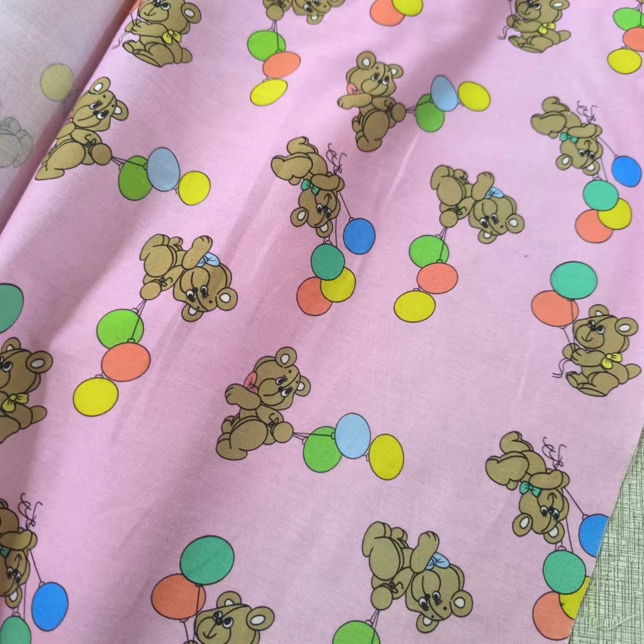 Korean Style Pure Cotton Fabric Balloon Bear DIY Doll Clothes Children's Wear Women's Dress Curtain Bag Hair Tie Material
