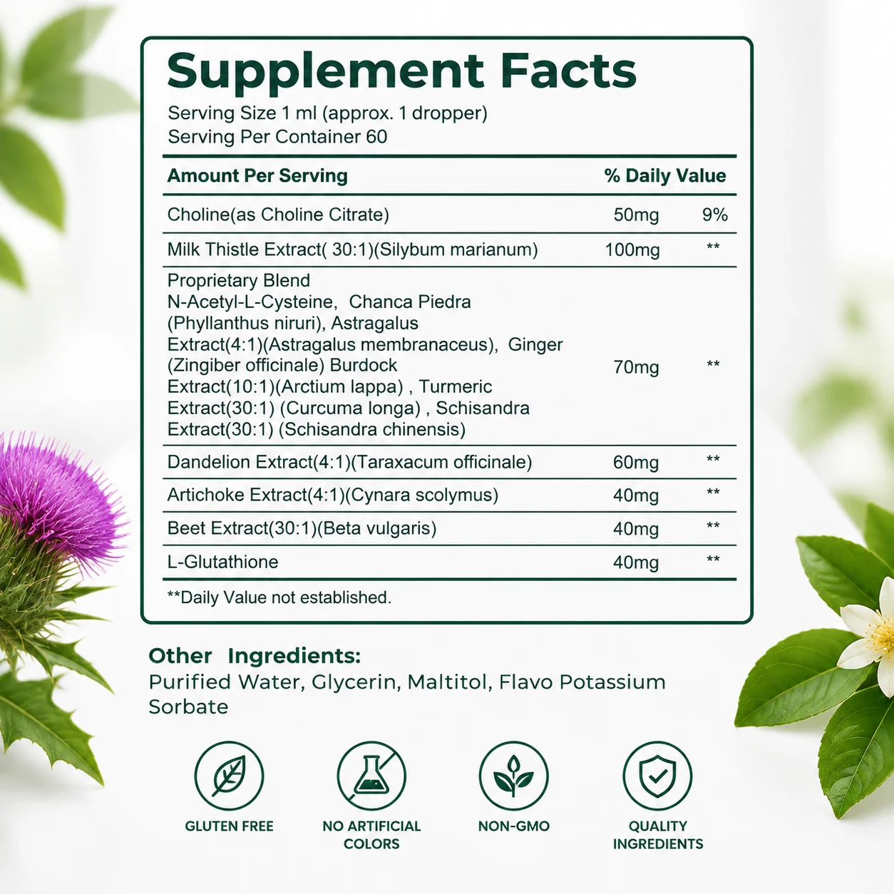 Milk Thistle NAC Liver Cleanse Detox Drops for Fatty Liver with Elevated Enzymes, Hangover Relief, Bile Flow, 60ML / 2FL.OZ