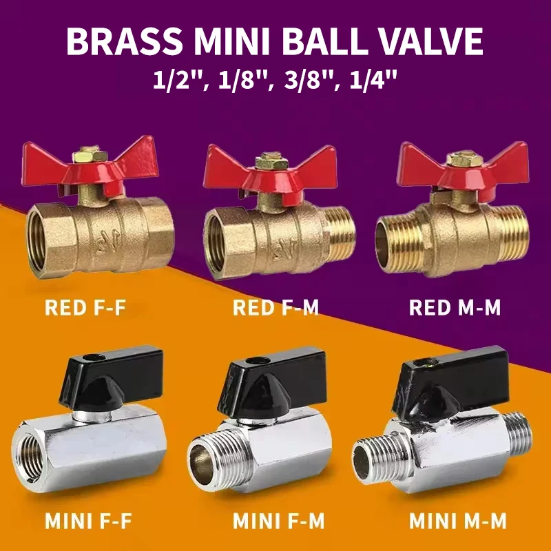 Brass Ball Valve Air Compressor Water Gas Oil Shut Off Valve 1/8