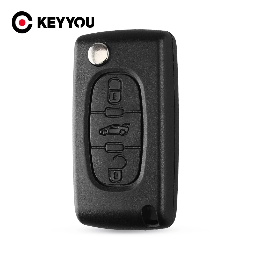 

KEYYOU Remote 3 Buttons Flip Key Case Blank Shell For Citroen C2 C3 C4 C5 C6 C8 CE0536 VA2