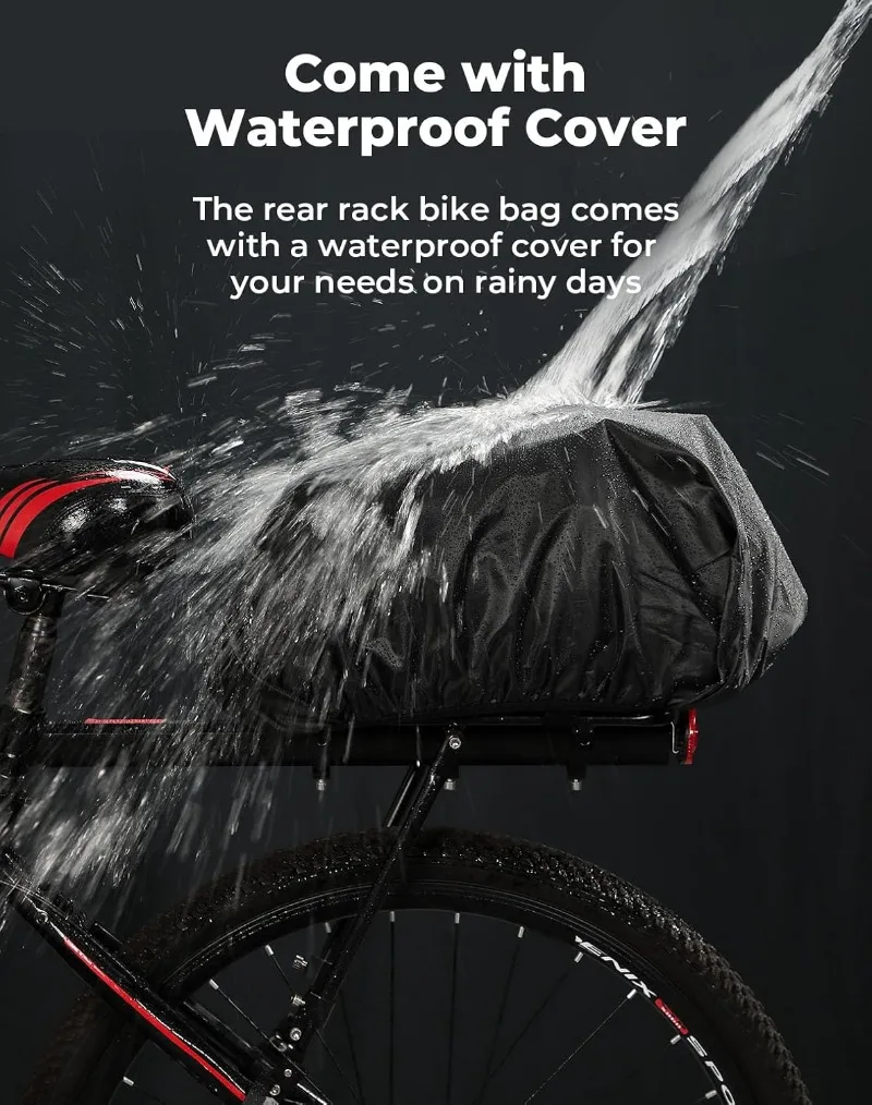 

Bike Bag PVC Bicycles Rear Rack 15L Bicycles Trunk Pannier with Waterproof Cover and Water Cup Bag for Commuter Travel Outdoor