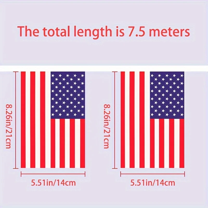 3Jflag 24pcs, United States of America String flag american USA string banner Independence Day Celebrations polyester fabric