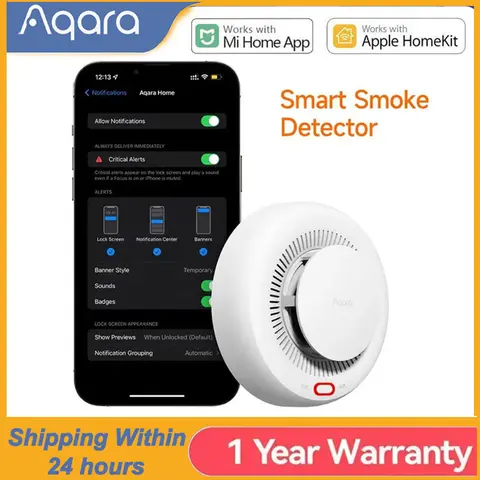 Aqara 연기 감지기 센서 화재 경보 Zigbee 3.0 화재 경보 zigbee 모니터 사운드 경고 홈 보안은 Mi home Homekit과 함께 작동합니다.
