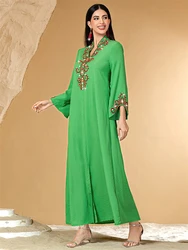 Ramadan Eid Green Abaya Damen Dubai Luxury Kaftan Muslim Evening Dress Abayas For Women Clothing Islam Robe Femme Musulmane