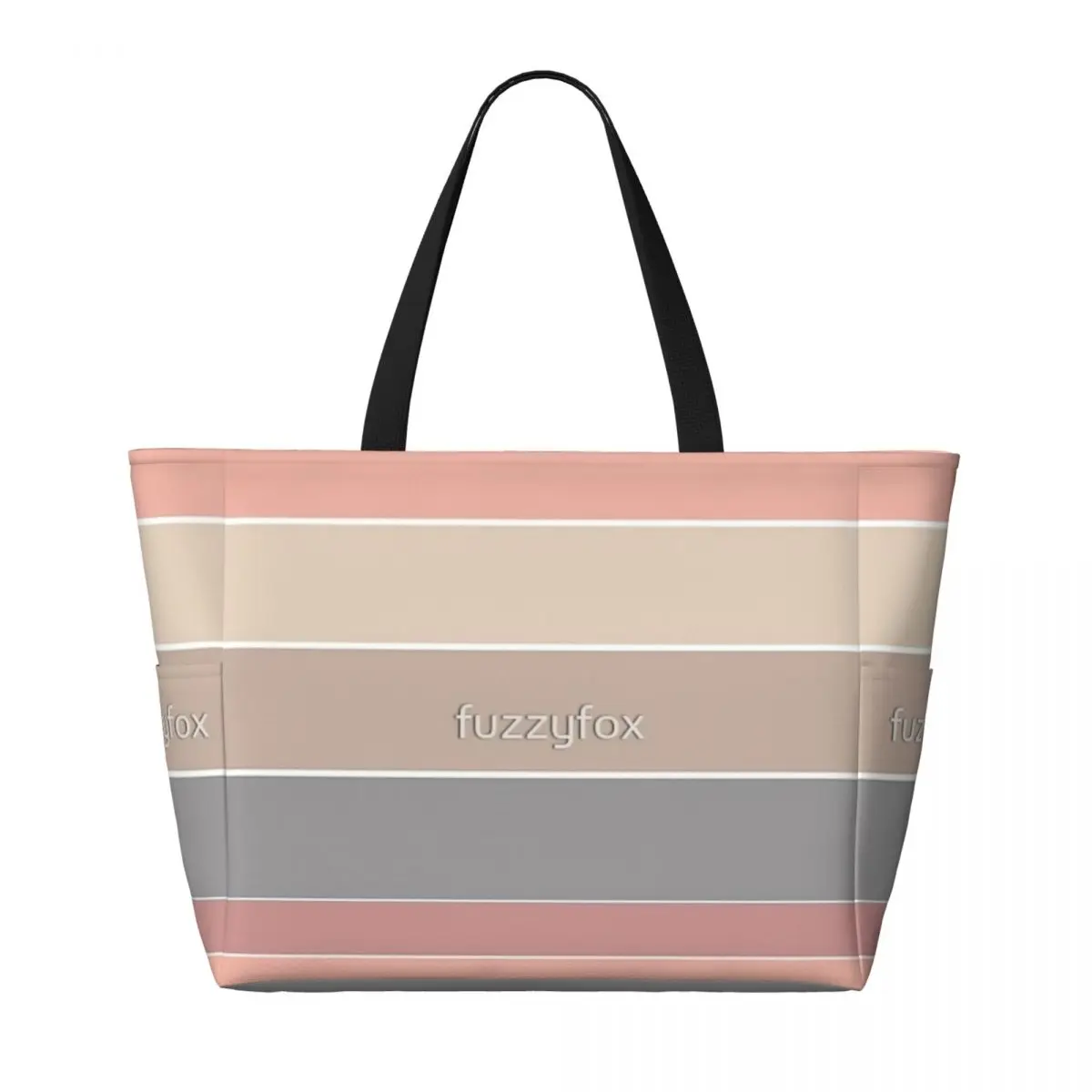 Saco de viagem praia padrão listrado simples, sacola elegante, bolsa de ombro estilo multi, padrão pastel