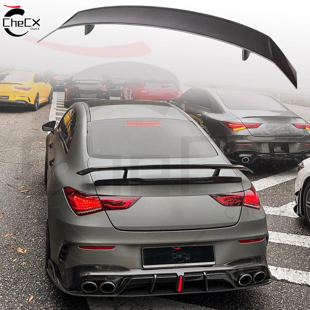 

For Mercedes Benz 2020-2024W118 C118 CLA CLA45 CLA180-CLA260 True Carbon Fiber Rear Spoiler Trunk Lid PK Style Spoiler Tail