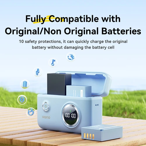 LLANO NP-W126s Cargador de cámara, puertos de carga duales Pantalla LED con función de almacenamiento de tarjeta SD compatible con Fuji XT3 XT30 XT20