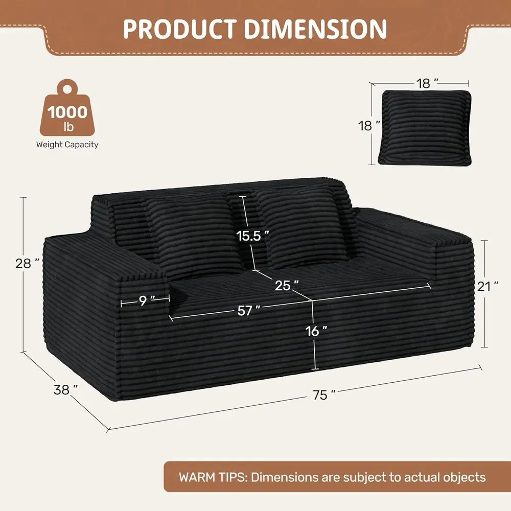 أريكة Cloud Loveseat، لا تتطلب تجميع أرائك مريحة ذات مقعد عميق قطعة واحدة لغرفة المعيشة وغرفة النوم والشقة #2