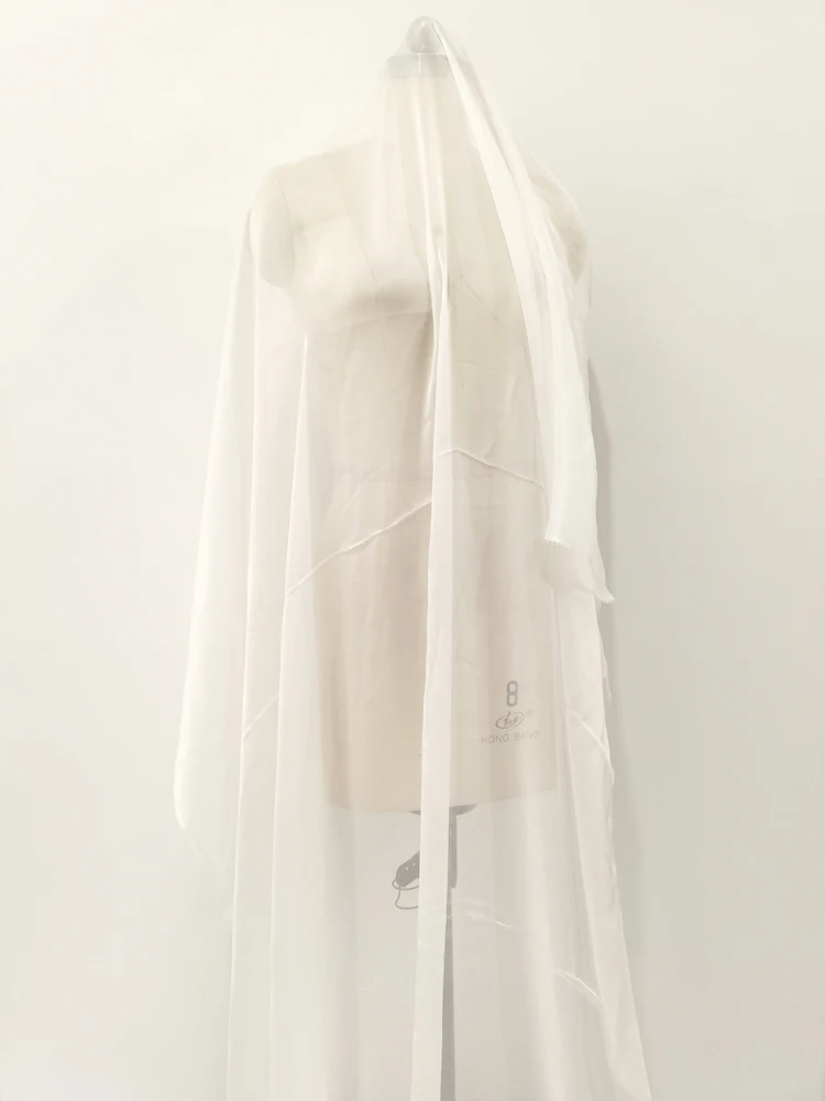 50cm*140cm Natural White 100% Mulberry Silk Chiffon Fabric Light Breathable Scarf Floating Skirt