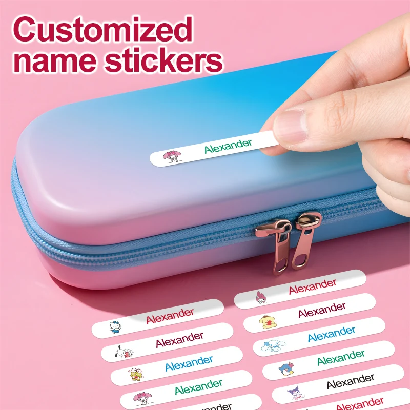 

Custom Sanrio Cute Name Stickers-Waterproof&Durable Personalized Labels for Backpacks,Lunch Boxes,Pencil Cases&Office Supplies