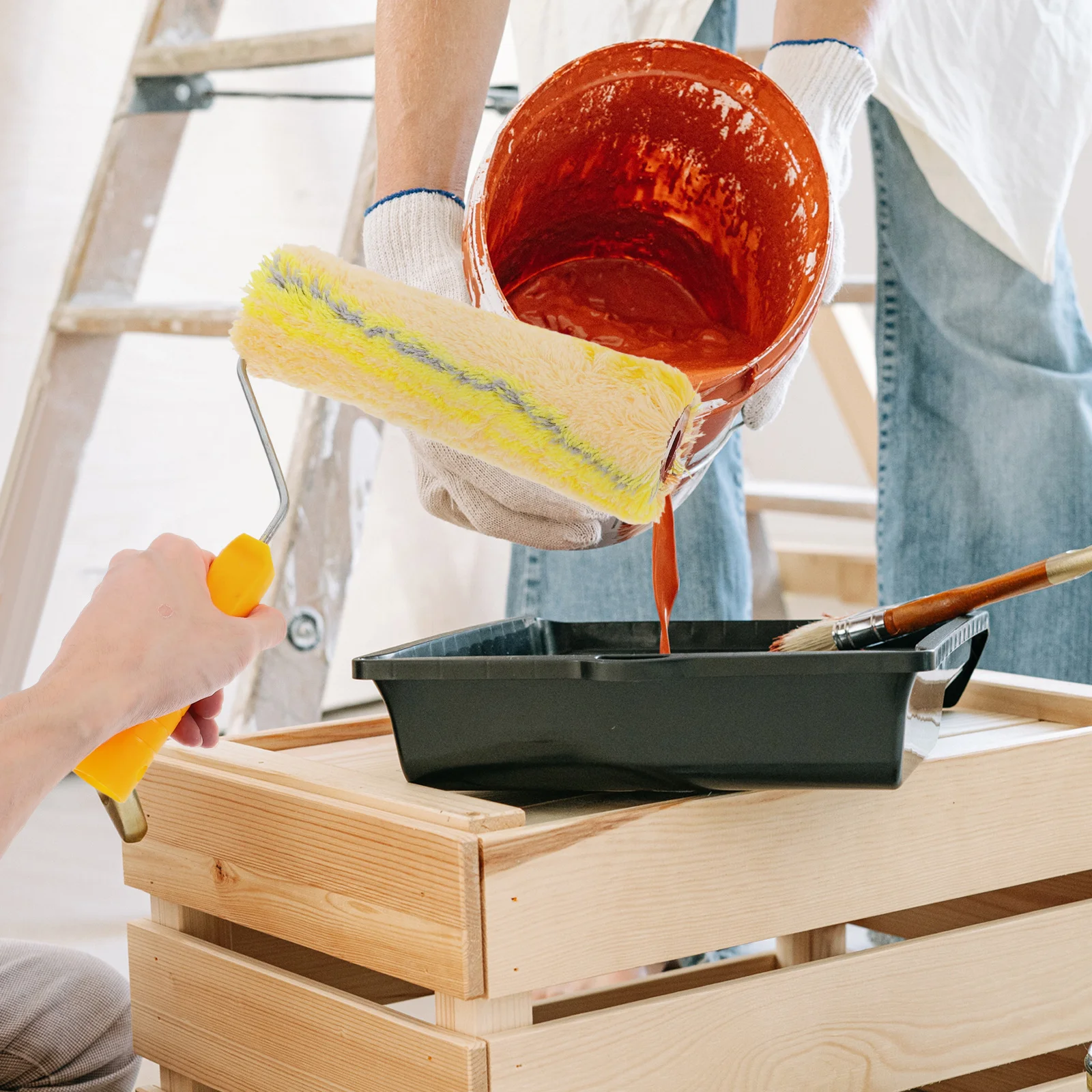 أسطوانة طلاء طويلة ذات كومة عالية، أداة توزيع سقف الجدار للأسطح الخشنة، أدوات طلاء الأرضيات الممتدة #4