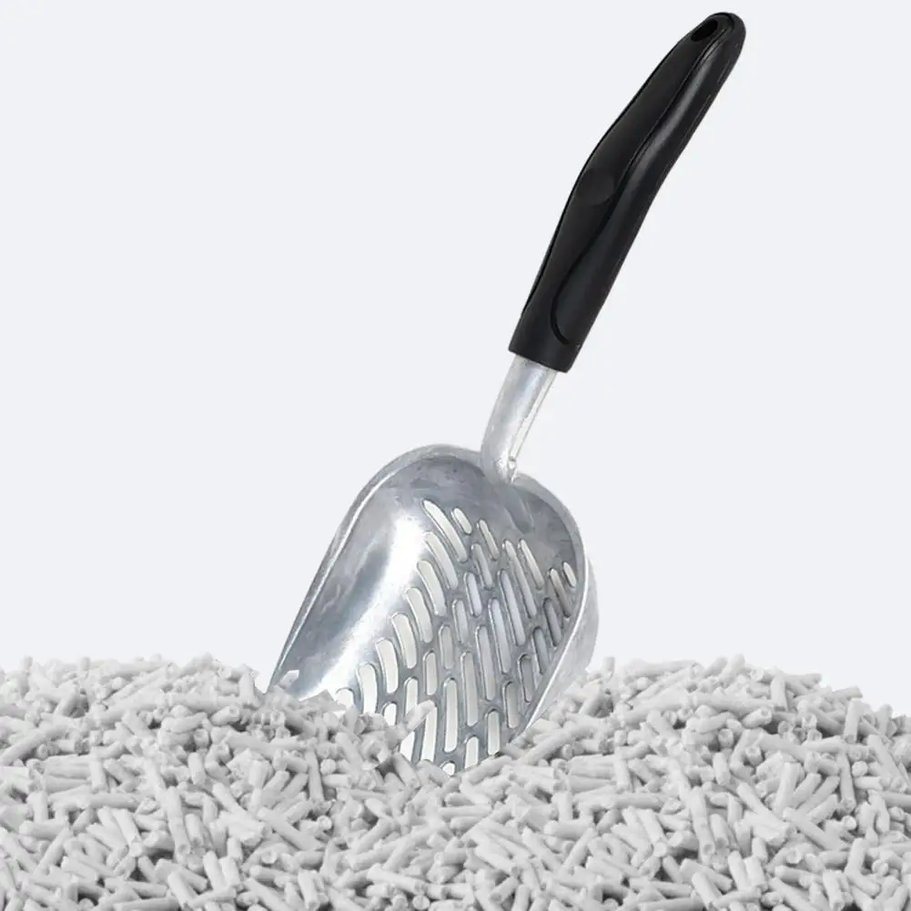 Sifting Poop Cat Litter Shovel Ergonomic Cat Litter Shovel with Multi-holes Metal Cat Scooper Hanging Hole Basin for Easy