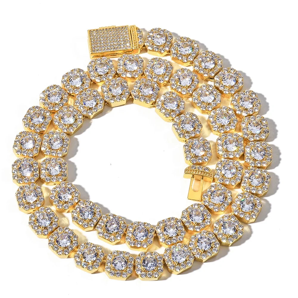 Minimalist Rectangular Structure Unisex Icy Necklace of PT950 Platinum Carries Textured Artificial Diamonds for Rich Visual Gift