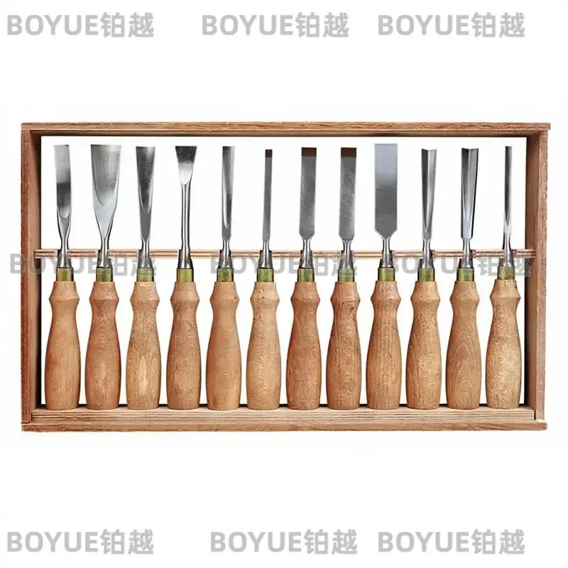 Industrial Woodworking Carving Knife Set Manual Straight Tip Chisel Slot Cutting Tool Chrome Vanadium Steel Hand Craft Kit