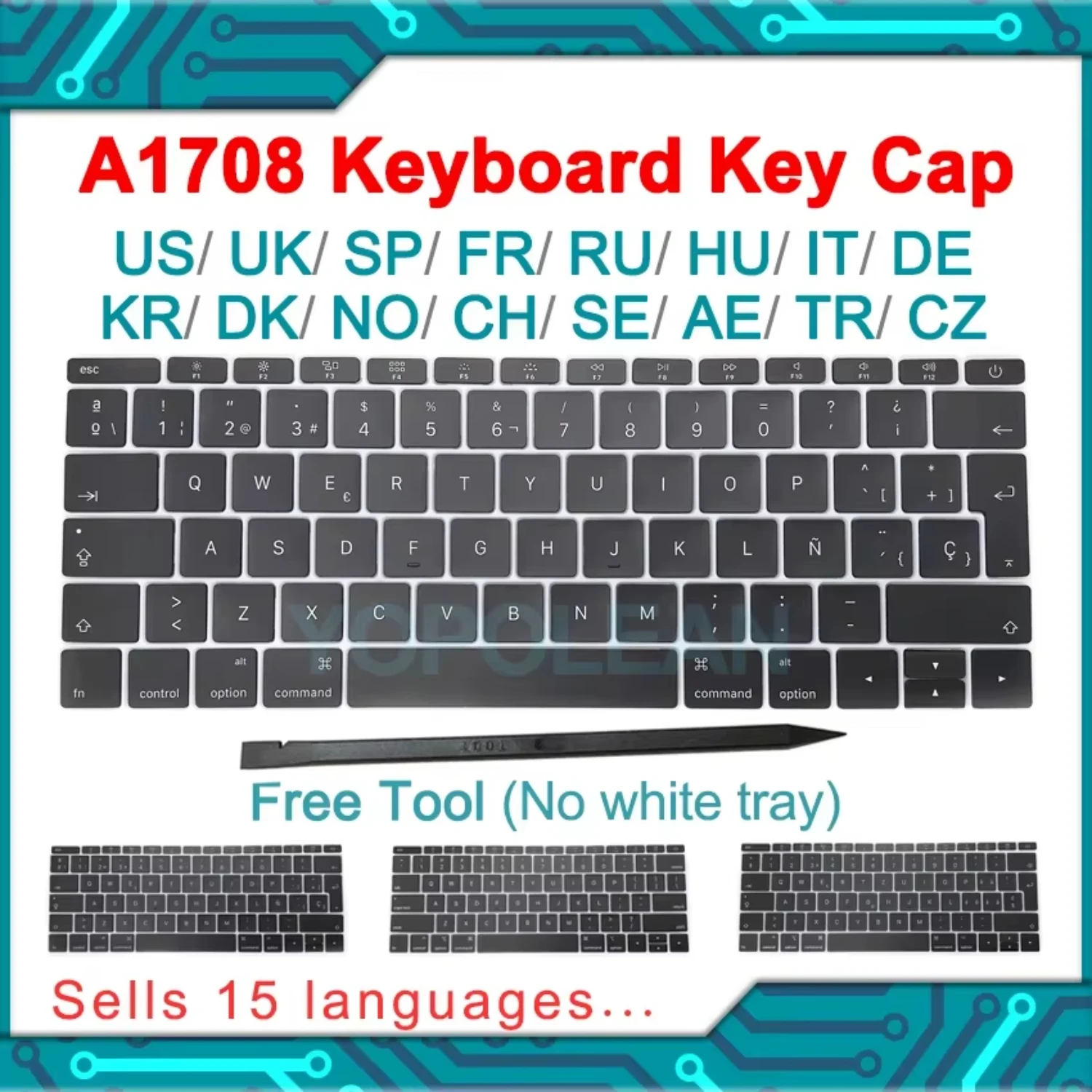 Keycaps  UK Spain French Russian  Macbook Pro Retina 13