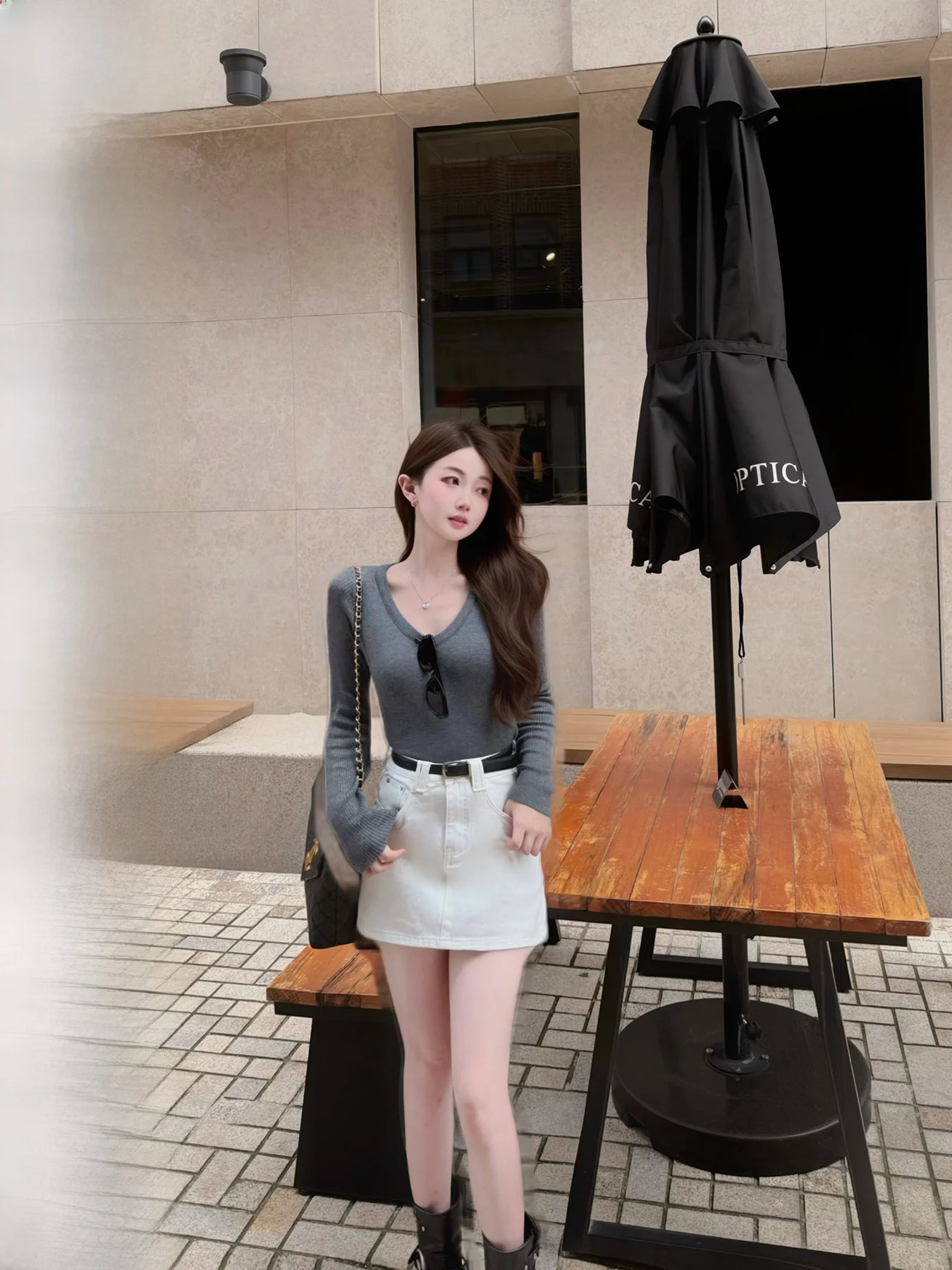 

Женская футболка Slim Fit с U-образным вырезом, базовая, с длинным рукавом, для весны и осени, повседневный топ в нежном стиле