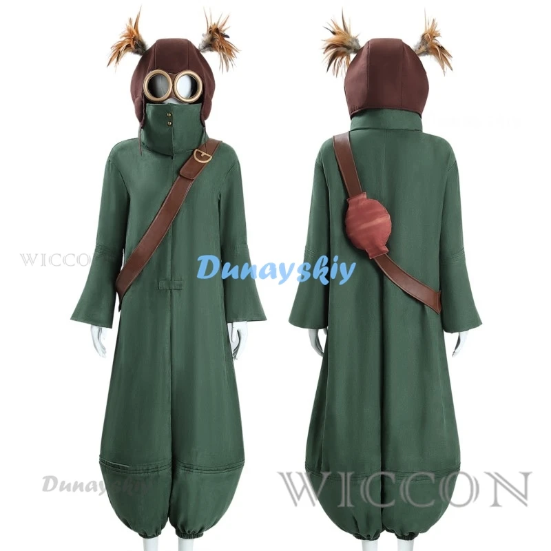 

Game Little Nightmares Cosplay Costume Mono 3-ALONE Green Jumpsuit Halloween Helmets Glasses Adults Men Full Set