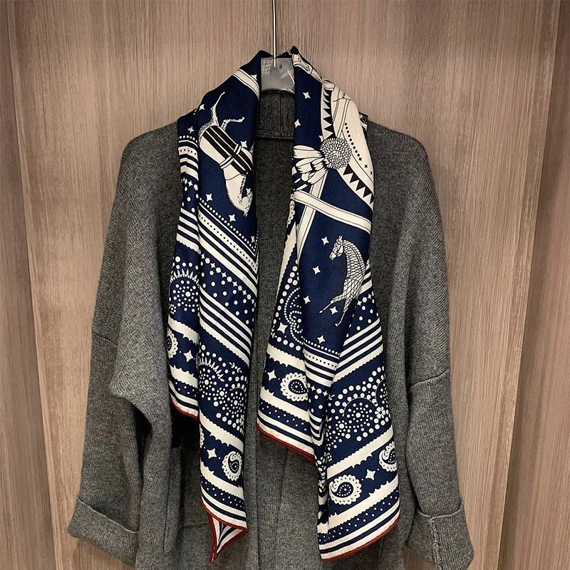 Thicken Wool Blanket Scarf Shawl 2024 Large Square Pashmina Scarves Wraps Cape for Women Autumn Winter Coat Poncho 53\