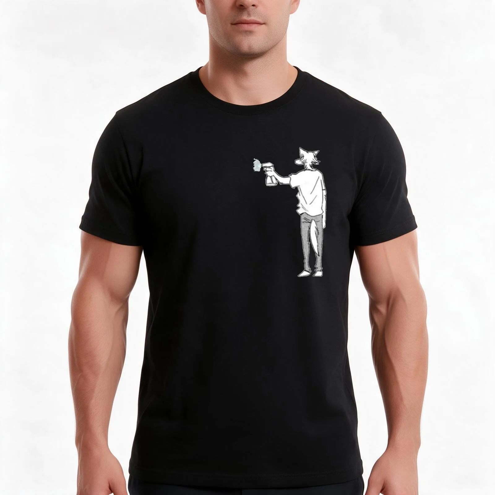 Beastars Legosi spray T-Shirt, Summer Casual Cotton Tee, Oversized Streetwear Tops, Vintage Graphic Print, Unisex Men Women