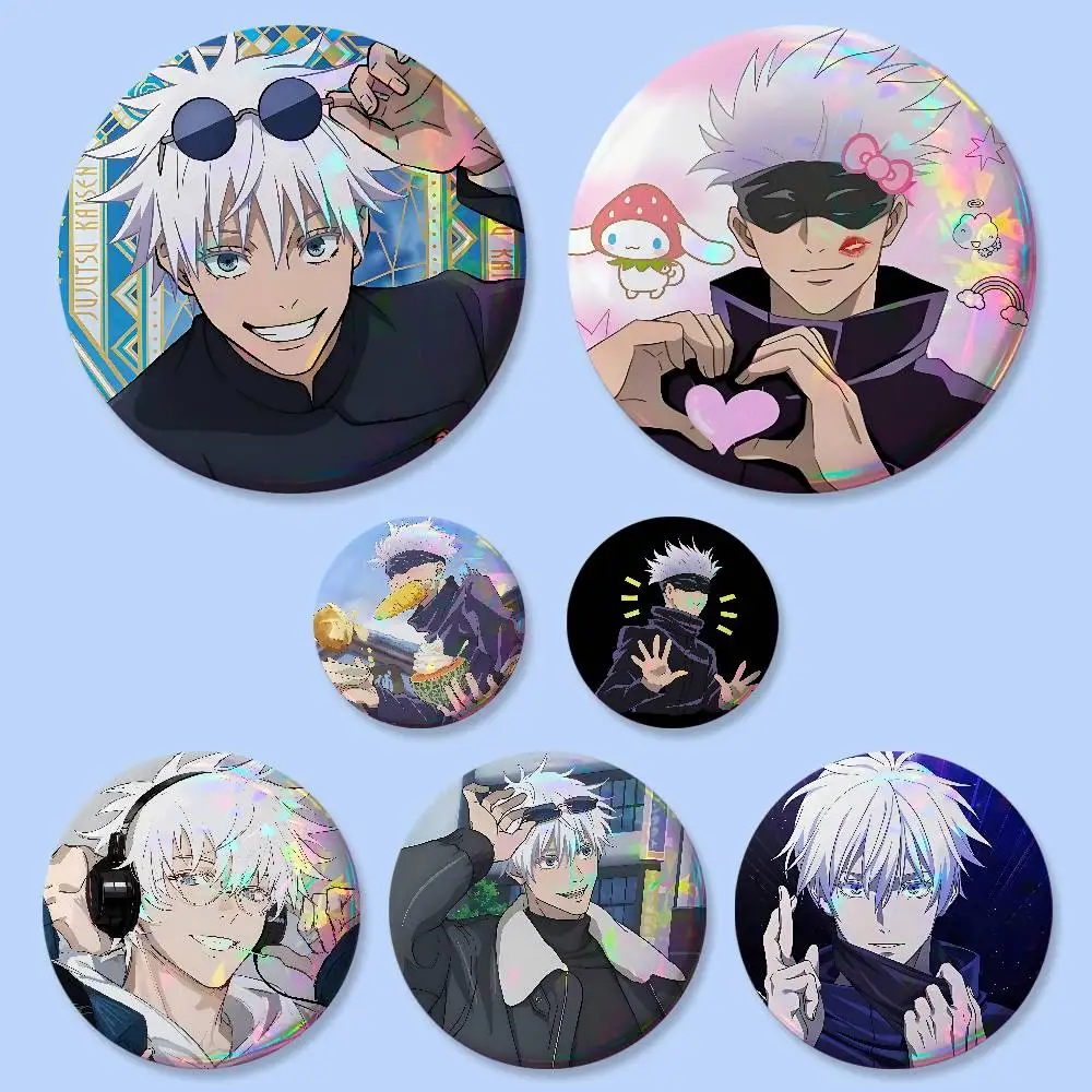 Insignias Redondas de Dibujos Animados G-Gojo Satoru de 25, 32, 44, 58, 75 mm, Pin de Cosplay, Decoración para Bolsos, Regalos para Fans, Coleccionistas, Amigos, Broche, Souvenir