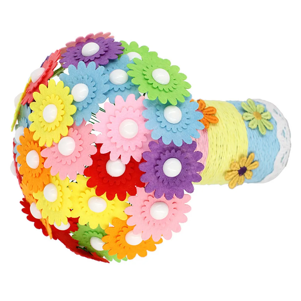 1Pcs Button Bouquet Educational DIY Handcraft Early Learning Posy Creative Kindergarten Flower Cluster for Kids