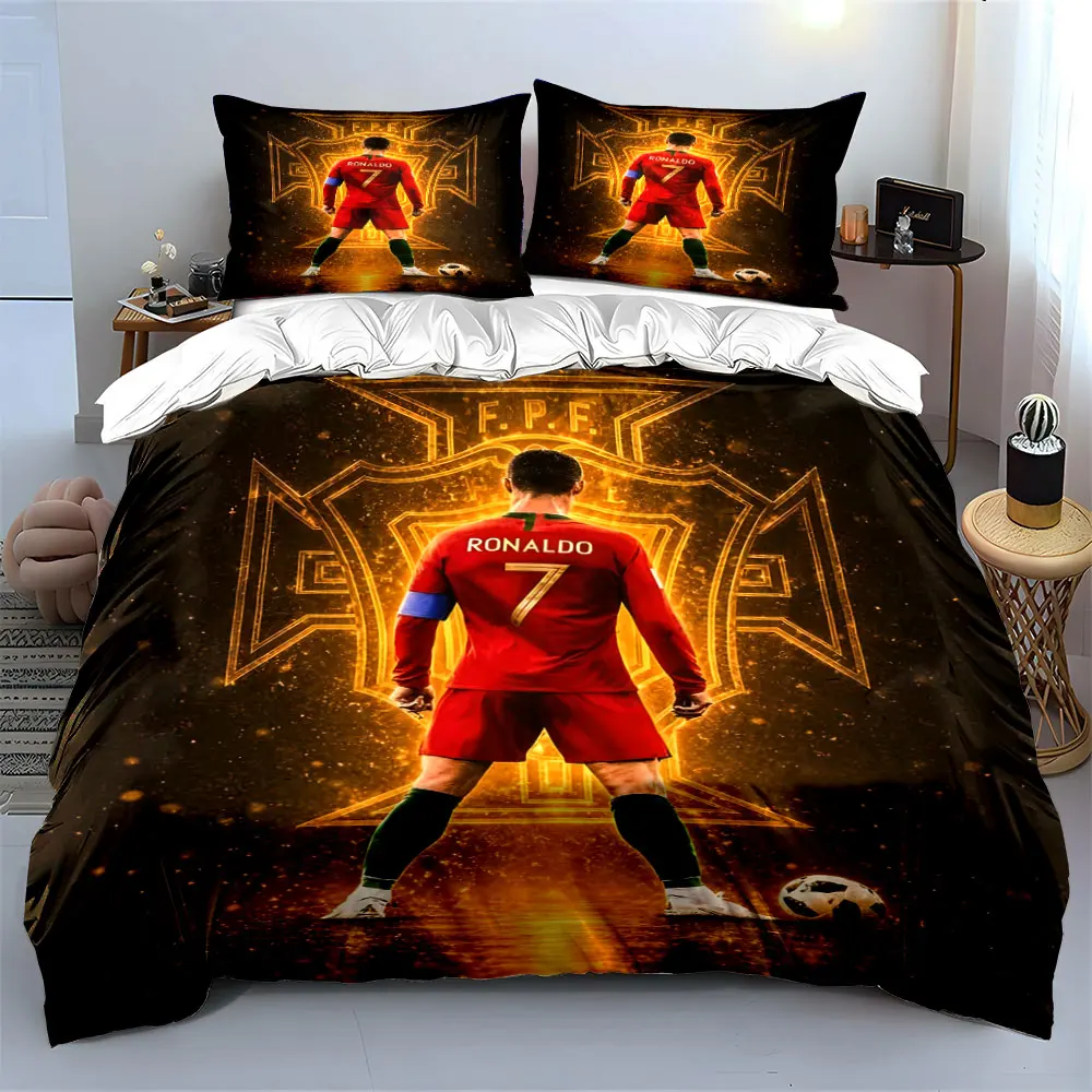Player's Back with Golden Emblem Print Bedding Set 1 Duvet Cover 2 Pillowcases for Adult and Children Luxury Gift Full Size
