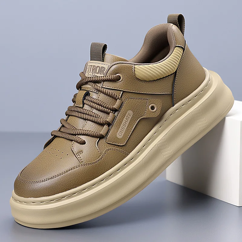 Men's Shoes 2025 Autumn and Winter New Mid-top Workwear Shoes Men's Thick-soled Casual Sports Shoes Fashion Outdoor Trendy Shoes